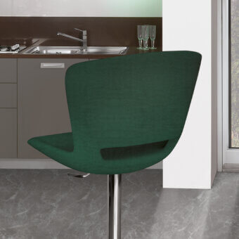 Elegant Ivano Antonello Italia Emma bar stool with deep green textile upholstery and chromed steel frame