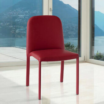 Superior Ivano Antonello Italia Igorina dining chair with vibrant red leather and flexible harmonic steel backrest