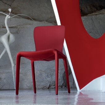 Captivating Ivano Antonello Italia Malika dining chair crafted in red polyurethane with a steel frame and matte finish