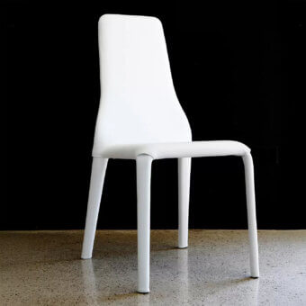 Superior Ivano Antonello Italia Olivia dining chair in uniformly white eco-leather with a sleek, curved backrest design