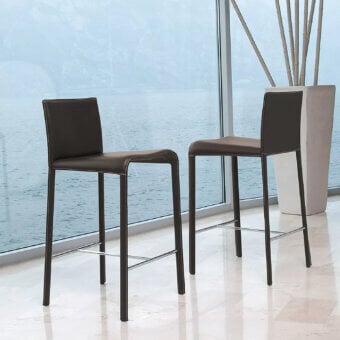 Distinguished Ivano Antonello Italia Rey stool with a smooth coated textile seat and dark matte metal legs