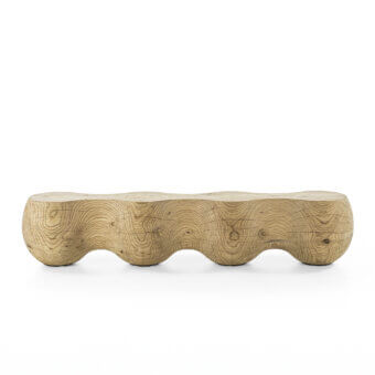Exceptional Riva 1920 Bruco bench crafted in Lebanon Cedar wood with flowing curves and a matte finish