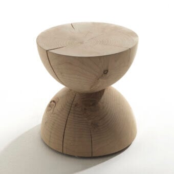 Exceptional Riva 1920 Clessidra ottoman sculpted from scented Cedar of Lebanon with a matte finish