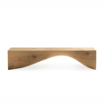 Exceptional Riva 1920 Curve bench crafted from scented Cedar of Lebanon exhibiting a warm medium-brown tone with natural wood grain
