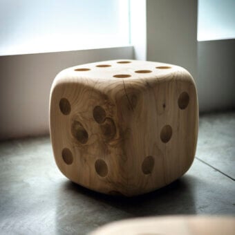 Exceptional Riva 1920 Dadone stool crafted from aromatic Cedar of Lebanon wood with rounded edges and carved circular details