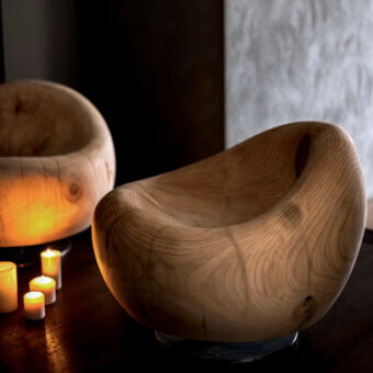Superior Riva 1920 Maui lounge chair sculpted from solid scented cedar with smooth satin finish and continuous lines