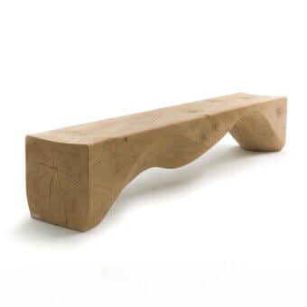 Exceptional Riva 1920 Mountains bench crafted in light brown scented Cedar of Lebanon with a naturally textured surface