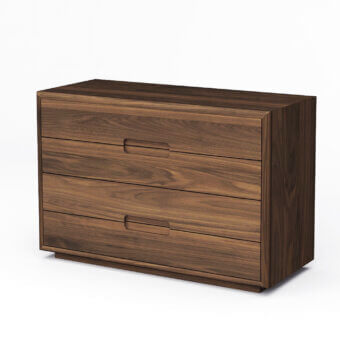 Distinguished Riva 1920 Sospiro dresser crafted in medium-dark wood with satin finish and recessed metal pulls
