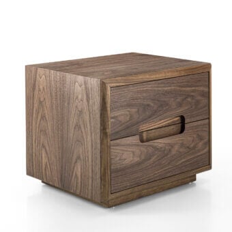 Distinguished Riva 1920 Sospiro nightstand crafted in medium-dark brown solid wood and blockboard with a subtle satin sheen