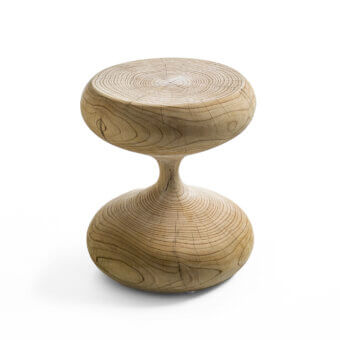 Distinguished Riva 1920 Tempo ottoman crafted in light beige solid scented cedar with smooth satin finish