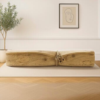 Superior Riva 1920 Wrap bench crafted in warm beige-brown scented Cedar of Lebanon with nautical rope detail