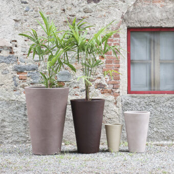 Distinguished Serralunga Liscio Siena planter with textured surface crafted in reddish-brown LLDPE and matte finish