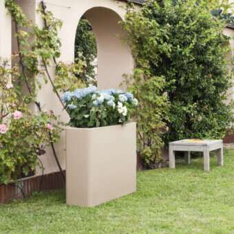 Exceptional Serralunga Rettangolare O/E planter crafted in muted beige LLDPE with a matte finish for indoor or outdoor use