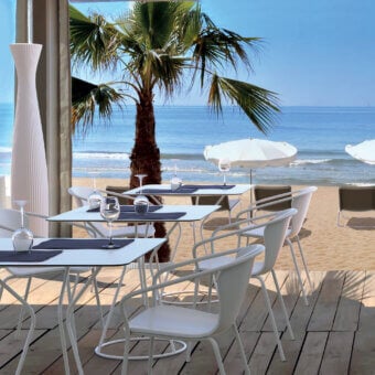 Distinguished Serralunga Solea chair crafted in white LLDPE with a smooth, slightly textured finish and enveloping form