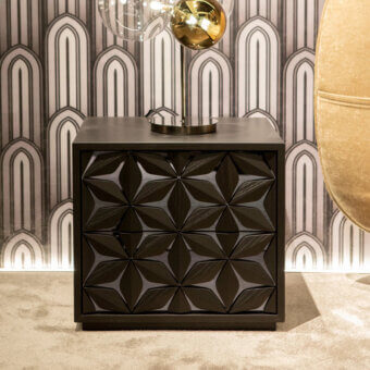 Distinguished Tonin Casa All Star Night bedside table crafted in wood with a matte finish and captivating diamond-like textured surface