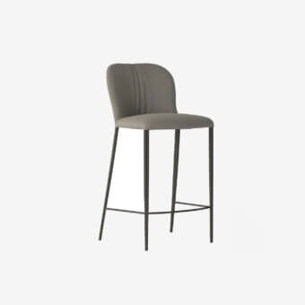Superior Tonin Casa Bustier stool upholstered in muted grey-green velvet with bustier quilting and matte finish