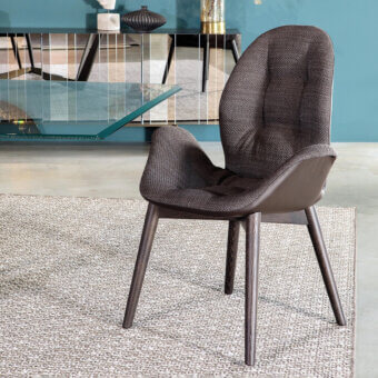 Superior Tonin Casa Sorrento armchair crafted with dark brown textile upholstery and dark matte wood finish