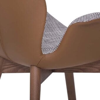 Distinguished Tonin Casa Sorrento Ésprit armchair crafted in medium brown synthetic material with gray checkered textile detail