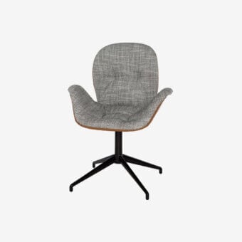 Exceptional Tonin Casa Sorrento Ésprit armchair with muted gray textile and sleek black painted aluminum swivel base