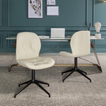 Distinguished Tonin Casa Sorrento Ésprit chair with light beige synthetic upholstery and matte black painted aluminum base