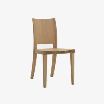 Elegant Riva 1920 Pimpinella Wood Chair with slender profile, tall curved backrest, tapered legs, pale beige matte satin finish