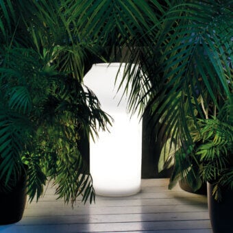 Distinguished Serralunga Floret floor lamp sculpted from linear low-density polyethylene with a uniformly matte finish
