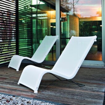 Superior Serralunga Lazy Lounger with painted aluminum frame and durable Batyline fabric in a smooth matte finish