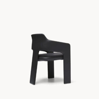 Luxury Visionnaire Rochester armchair with matte black upholstery and silver‑toned metal accents in contemporary design