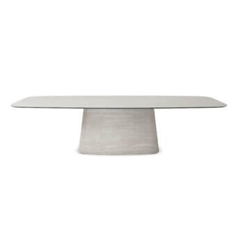Luxury Napoleon Keramik Outdoor Table with ceramic tabletop veined marble‑inspired design and beige‑cream ceramic base featuring subtle horizontal striations