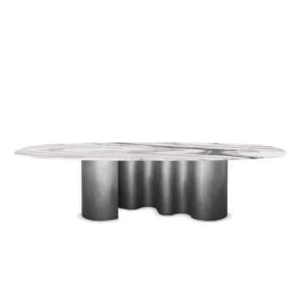 Superior Cattelan Italia Papel Marble Table with polished marble top in gray‑veined patterns and satin gray metal base