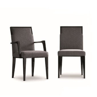 Luxury Costantini Pietro Concept chair with high‑gloss beech wood frame and seat, grey upholstered back plus seat