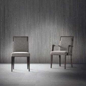 Elite Costantini Pietro Concept chair with matte beech wood frame and padded grey textile upholstery