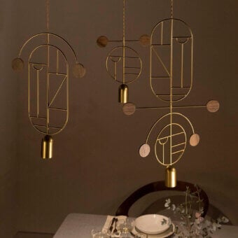 Wooden Dots Suspension Lamp - Multi-Piece