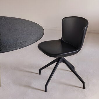 Elite Sovet Italia Alika Swivel Chair with black finish, semimatte synthetic upholstery, dark metal base and angled legs