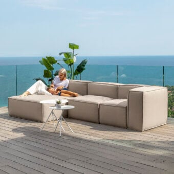Prestige Talenti Ocean sectional with neutral taupe/beige textile upholstery and matte textured finish