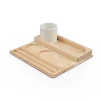 Natural Ash Tray & White Container
