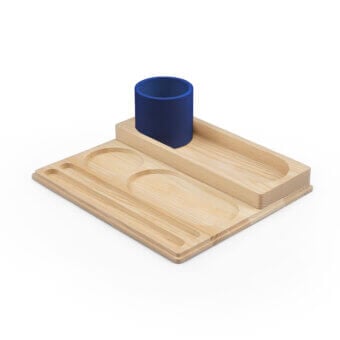 Natural Ash Tray & Blue Container