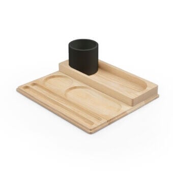 Natural Ash Tray & Black Container