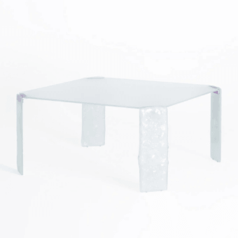 Exquisite Glas Italia Opalia coffee table in monochromatic translucent white smooth Extralight and organic fused supports