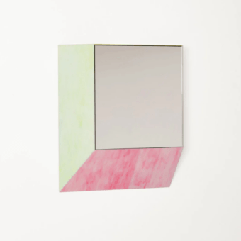 Distinguished Glas Italia Remis mirror cabinet in pale lime green and marbled pink cast tiles with reflective surface