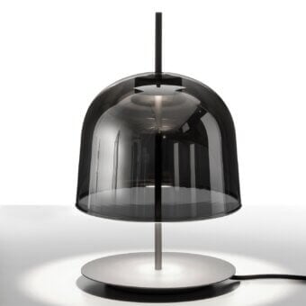 Luxury melogranoblu Coke Table Lamp with smoke‑grey translucent dome shade on matte metal stem and base, black cable