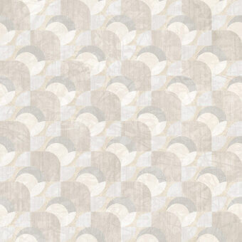 Exquisite Tecnografica wallcovering featuring geometric arches in beige gray and taupe with matte textured finish