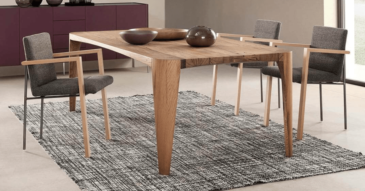 Plan for the space occupied by the table and chairs, including their relationship to nearby storage.