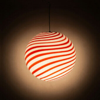 1295 Murano Candy Suspension Lamp - Red & White