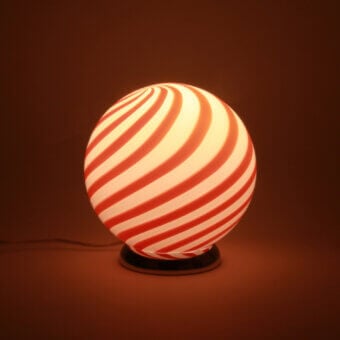 1295 Murano Candy Table Lamp - Red & White