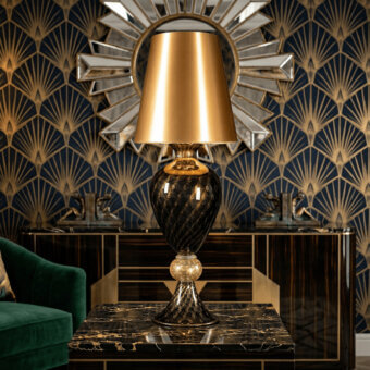 1295 Murano Venezia Table Lamp - Black & 24k Gold Leaf