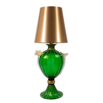 1295 Murano Venezia Table Lamp - Emerald Green & 24k Gold Leaf with Flowers