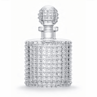 Exquisite JR Home by John Richmond Nora bottle in clear mouth-blown lead crystal with hand-carved diamond-cut studs pattern