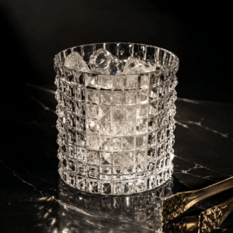 Exquisite JR Home by John Richmond ice bucket crafted from mouth-blown lead crystal in clear finish