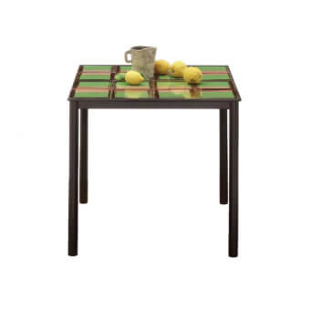 Sophisticated Nodo Italia Via Tiles table in dark brown steel frame with green ceramic tabletop